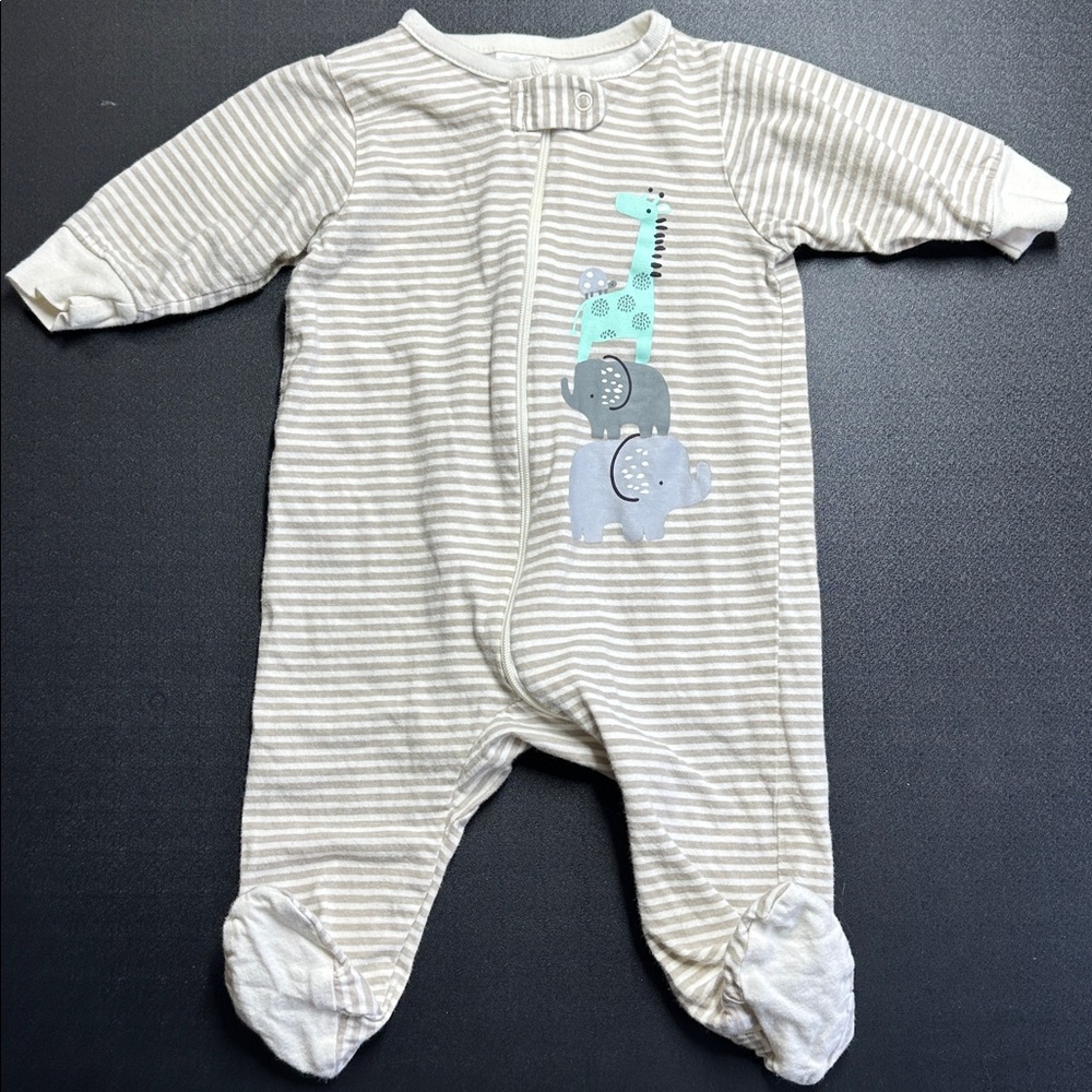 Gerber Organic Cotton Safari Striped Footed Sleep & Play 0–3M